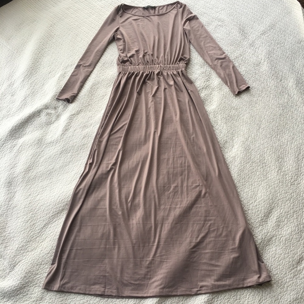 Silky Taupe Maxi Dress - Picture 1 of 8